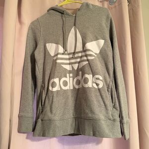 Adidas Oversized Gray Hoodie with White Logo